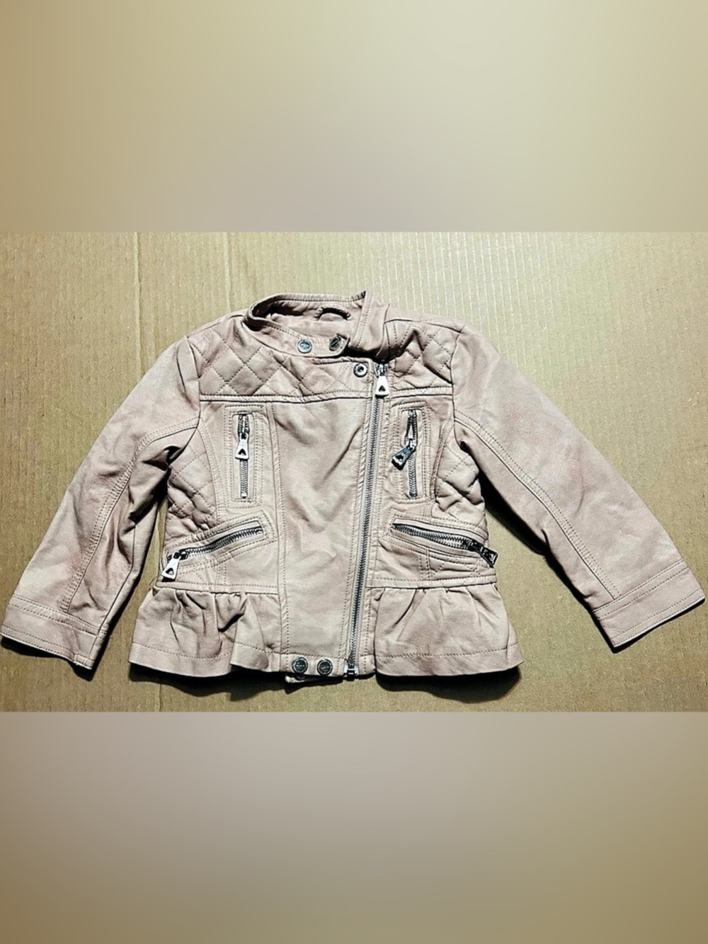 Urban Republic Toddler Girls Quilted Faux Leather Peplum Moto Jacket Pink Girls